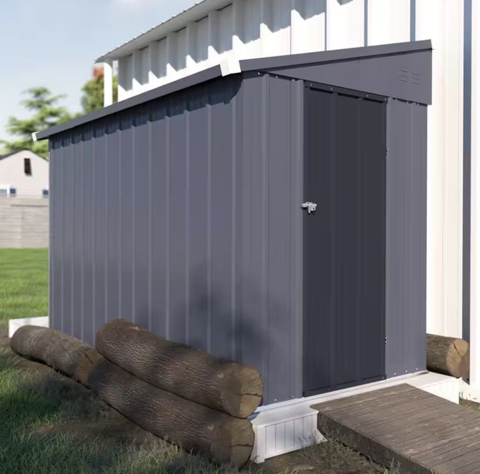 4 ft. W x 8 ft. D Metal Storage Lean-To Shed 33 sq. ft. in Gray