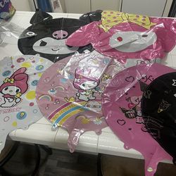 6 Hello kitty Theme Kawaii Mylar Party Balloons 