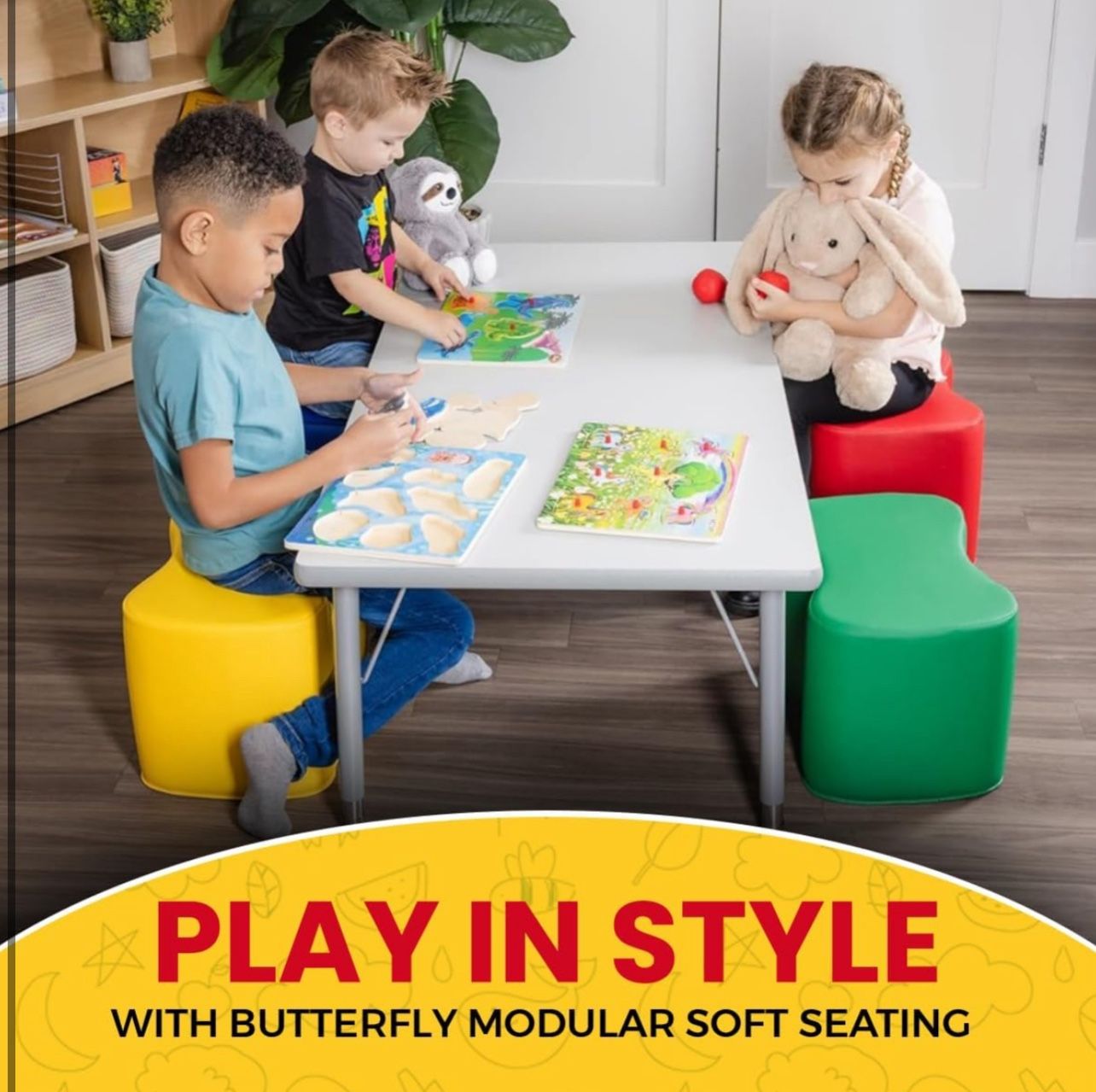 Brand New In The Box- Butterfly Modular Soft Seating Stool Set - for Preschools and daycares - Toddlers and Children