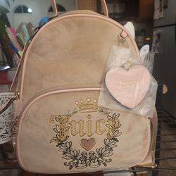 Brown And pink Velour Juice Couture Backpack 