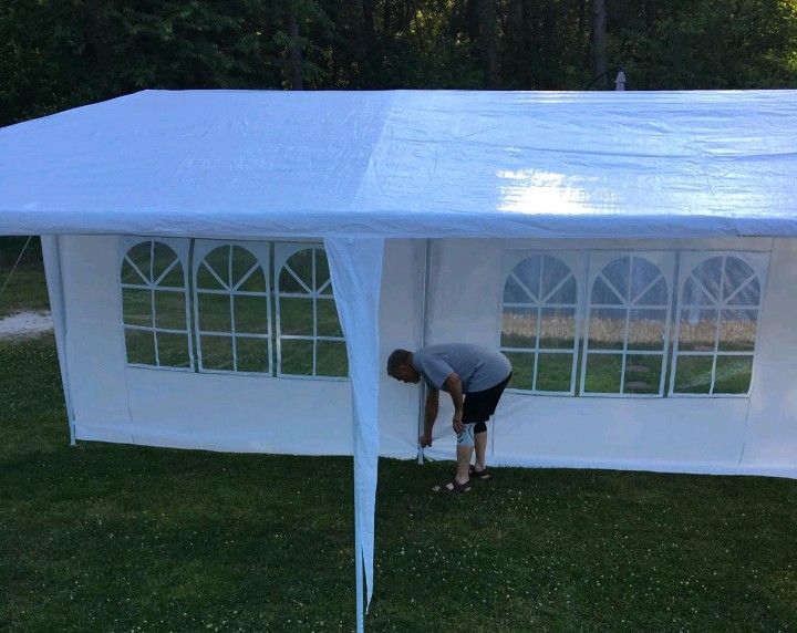 Sidewalls & windows all around (removable) King Size 4 Pack Of 10x20 Tents For 600 Or 175ea. New Event Shelter Church.Revival.Rehearsal. Strong. Stabi