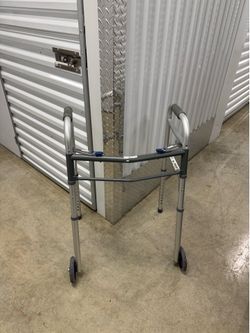 Folding Walker w/Wheels 300lb Limit