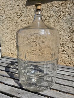 Vintage 5 Gallon Carboy Glass Water Jug Bottle Checkered Embossed Made In Italy