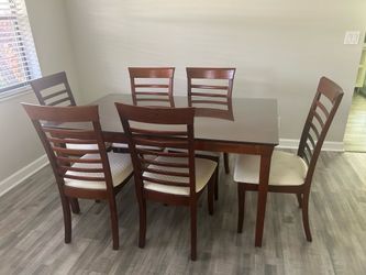 Wood table and glass top