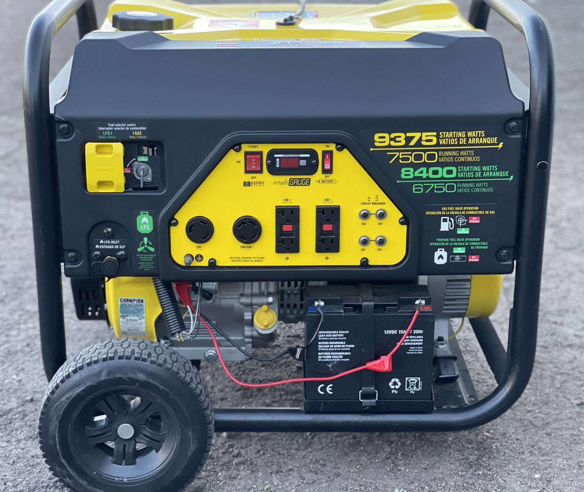Champion Power Equipment 7500-Watt Dual Fuel Portable Generator, Electric Start
