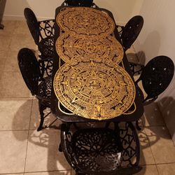 AZTEC CALENDAR TABLE AND CHAIRS 