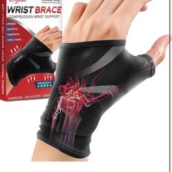 Sinbowl Carpal Tunnel Wrist Brace, Adjustable Wrist Compression Sleeve Hand Brace for Wrist and Thumb Pain Relief, Arthritis, Tendonitis, Sprains, Spo