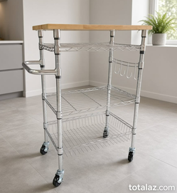 3-Tier Heavy Duty Black Rolling Utility Cart