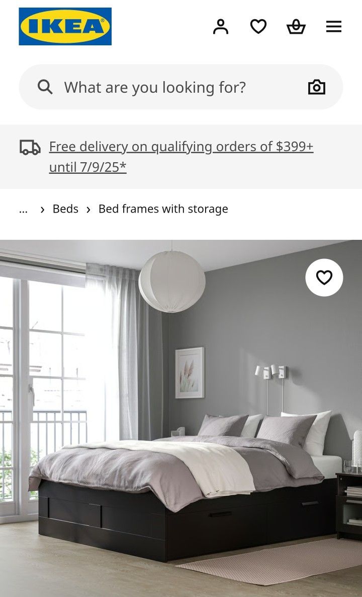 Black Double Bed with Storage (4 Large Drawers) 