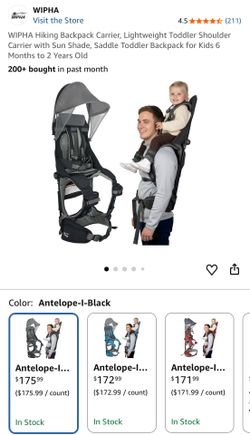 WIPHA Hiking Backpack Carrier, Lightweight Toddler Shoulder Carrier with Sun Shade, Saddle Toddler Backpack for Kids 6 Months to 2 Years Old