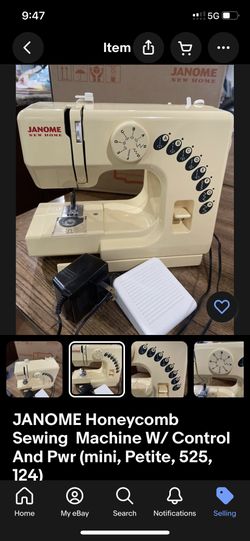 JANOME Honeycomb Sewing  Machine W/ Control And Pwr (mini, Petite, 525, 124)