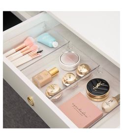 4 Pack Clear Plastic Drawer Organizer Tray Cutlery Utensil Makeups.   (AA)