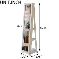 Full Length Mirror 360° Swivel Jewelry Cabinet