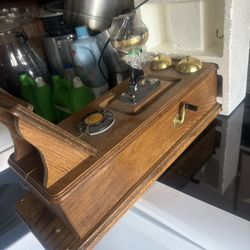 Antique Oak Rotary Phone
