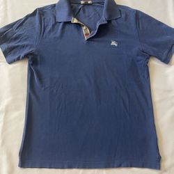 Burberry Brit Polo Shirt Short Sleeve Top Tee Button Front Blue Men Medium M