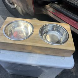 Dog Bowls And Stand 