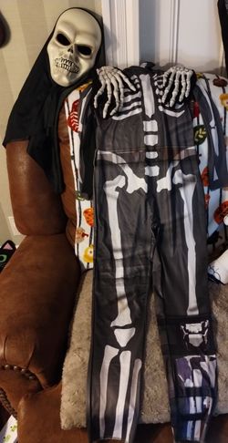 Skeleton Halloween Costume with Mask and Gloves