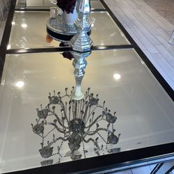 Black Mirrored Dining Kitchen Table