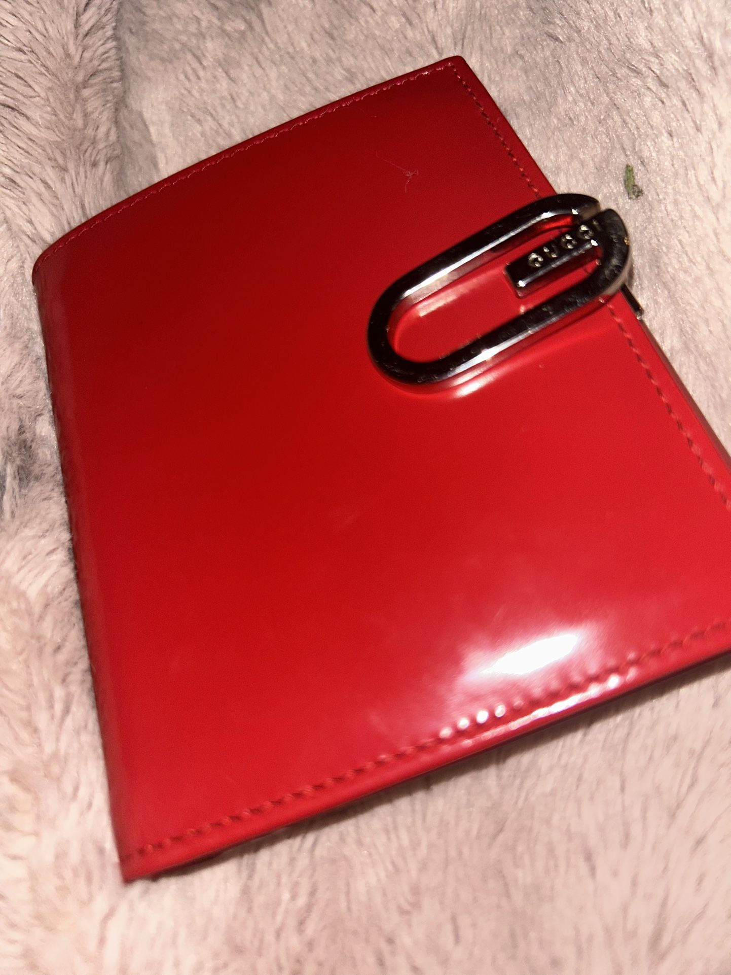 Authentic gucci Wallet With Red Patent Leather