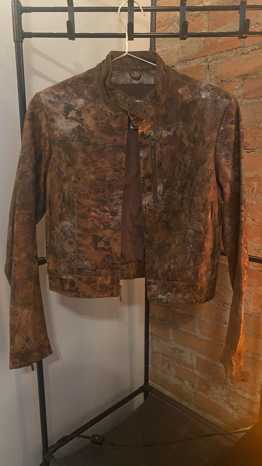 Leaf Camo Leather Jacket
