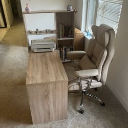 Soft Cream Chair and Study Table 