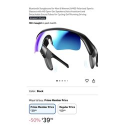 Brand new Bluetooth Sunglasses for Men & Women,UV400 Polarized Sports Glasses with HD Open-Ear Speakers,Voice Assistant and Detachable Sound Tubes for