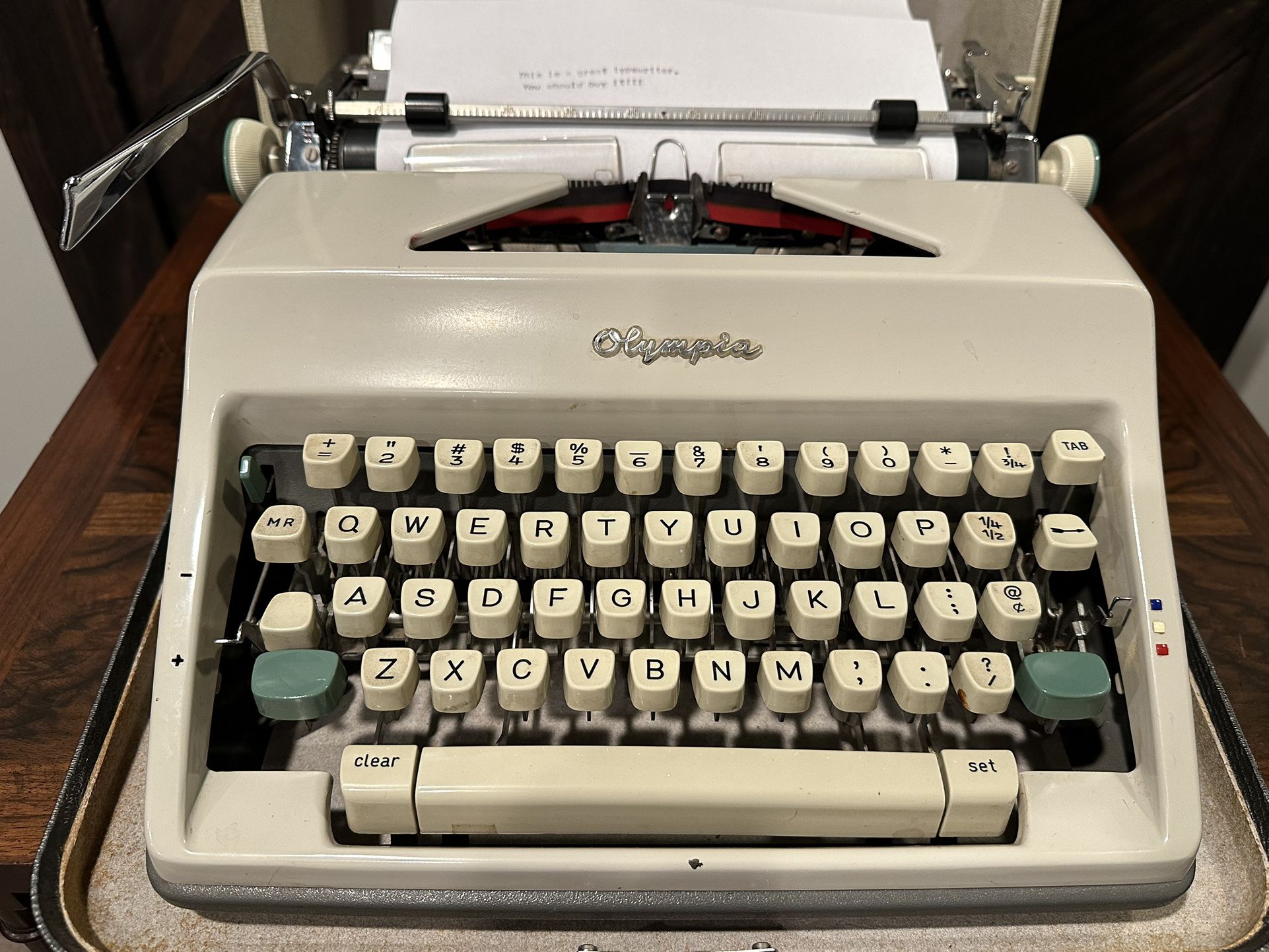 Antique Olympia Typewriter in Original Hard Case - Works 
