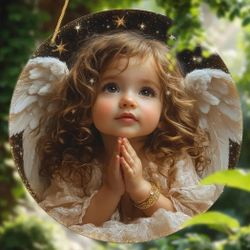 Super Cute Little Praying Angel Girl With Gold Bracelet Home Decor 