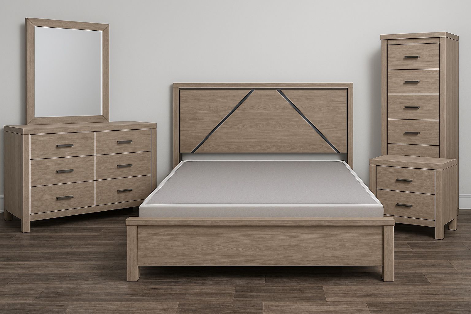 Modern Light Wood Bedroom Set – New & Stylish$899