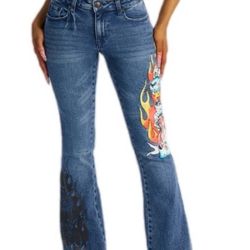 NEW ☆ED HARDY Graphic Jeans Size 28 Low - Mid Rise