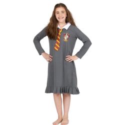 Harry Potter Pajama Girls Hermione Gryffindor Uniform With Tie Fleece Nightgown