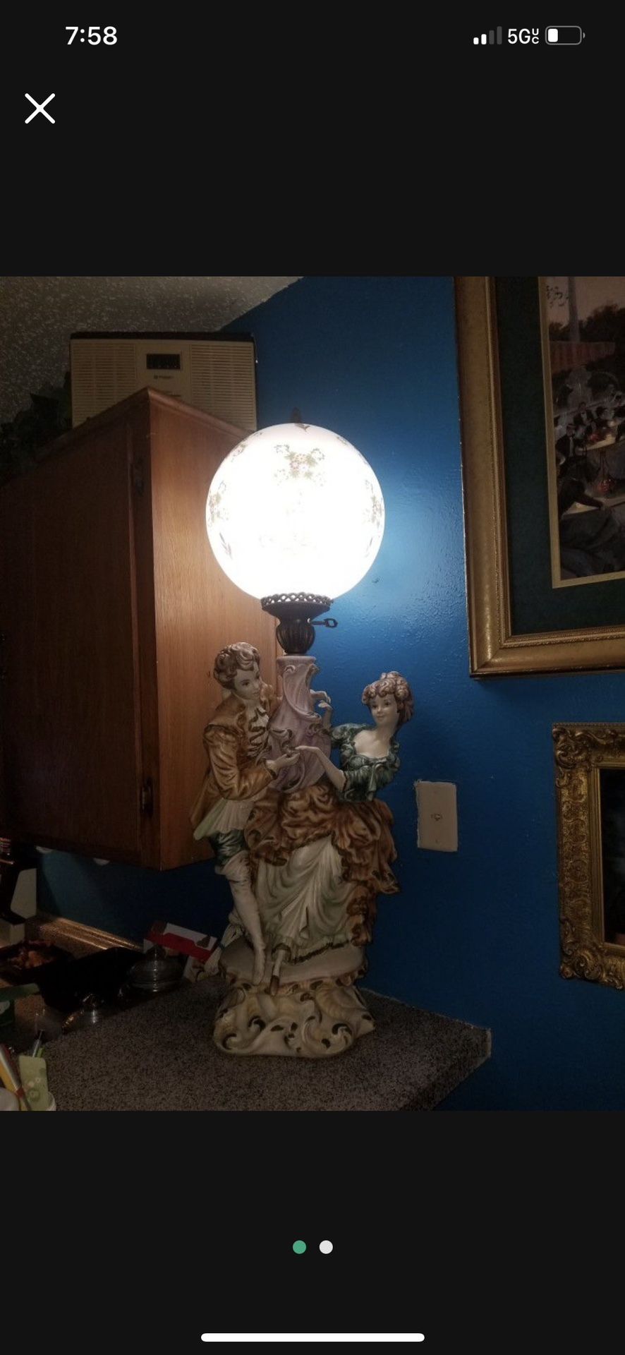 Nice Antique Capodinamonte Tall Lamp