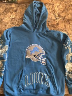 Detroit Lions Hoodie Sweatshirt With Logos On Sleeve By NFL Apparel 