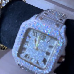 REAL VVS Hand Drilled Hand Set Moissanite (NOT CZ ) Luxury Watch 