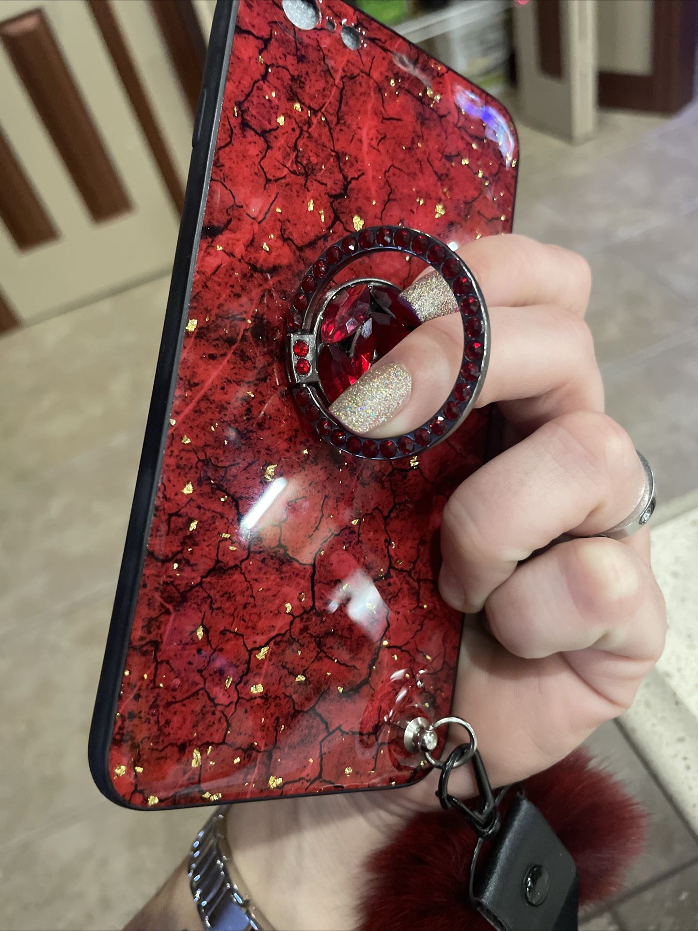 iPhone 6s Red Case W/ Gold Flake