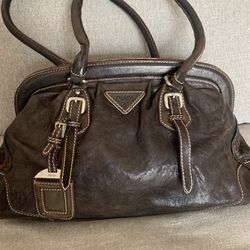 Prada Vintage dark brown leather doctor or bowling bag