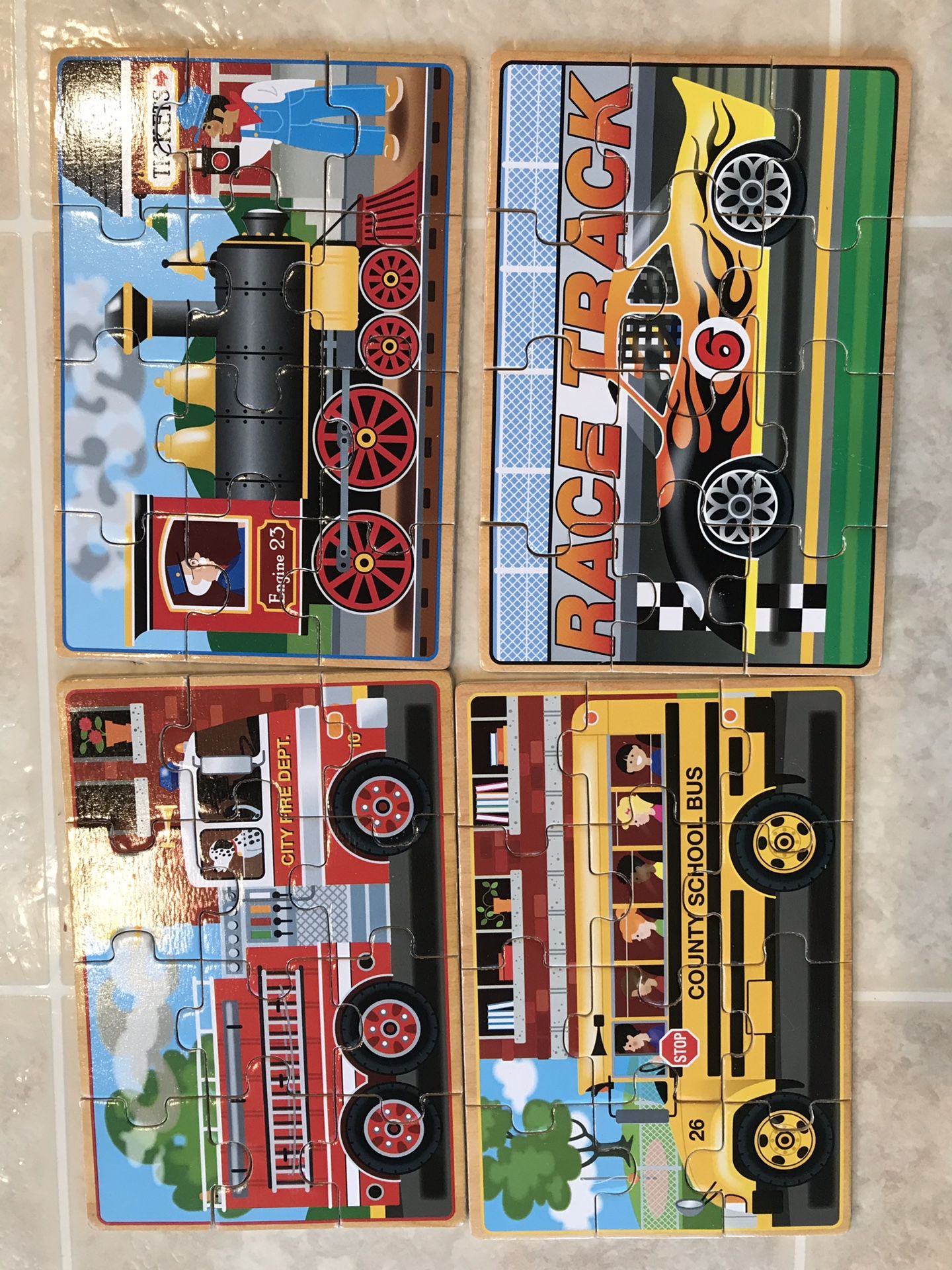 Mellisa Doug 4 vehicles wooden puzzle like new/ CASH sale only