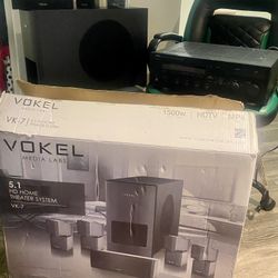 Vokel 5 Piece Home Surround Sound System With Yamaha Receiver In Box 
