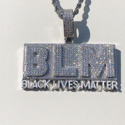 🔥🔥FIST JEWELRY BLACK LIVES MATTER NECKLACE 14K White Gold Finish 24” Rope Chain 🔥🔥