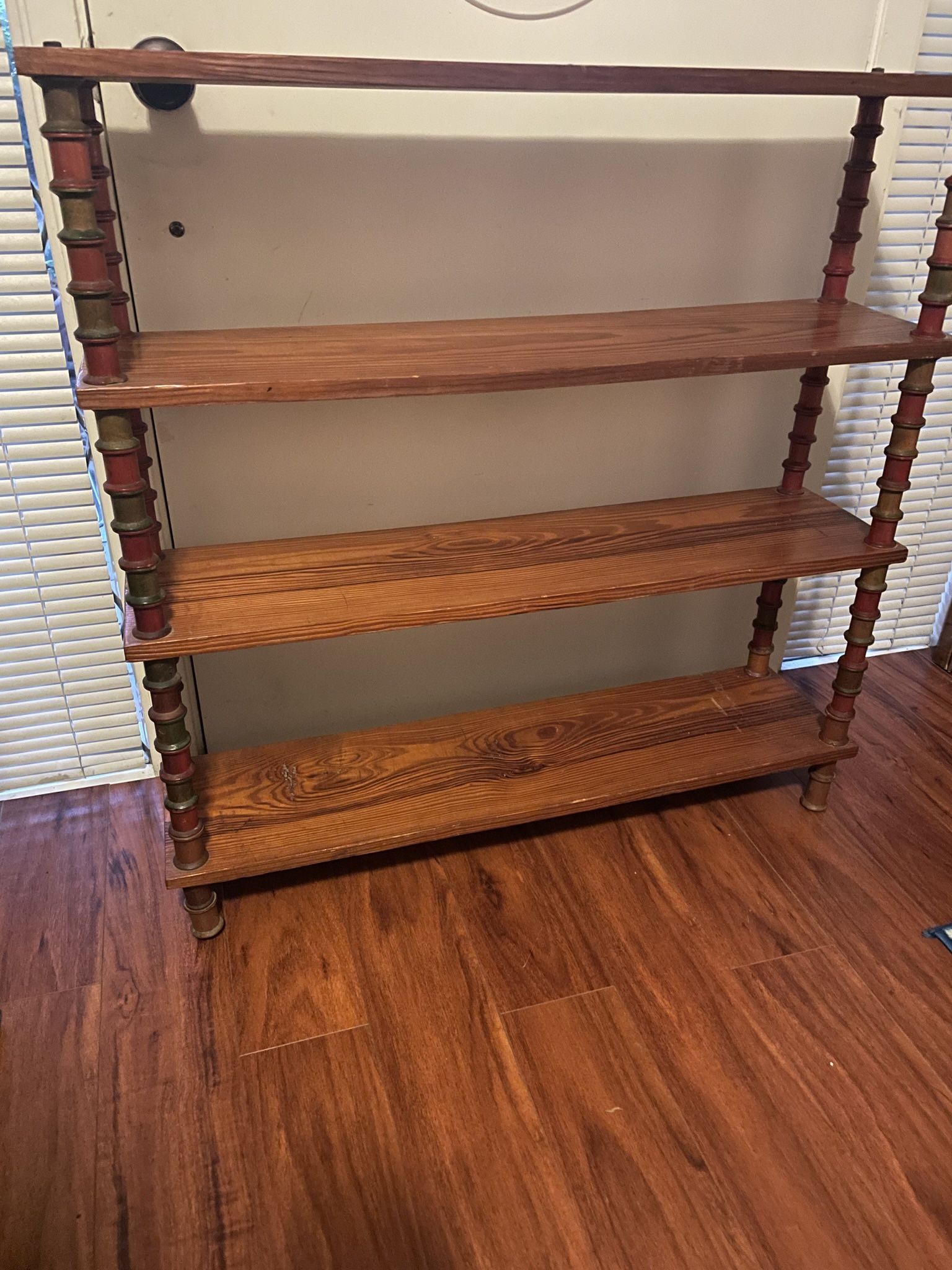 Vintage Sewing Spool Leg Four (4) Shelves Solid Wood