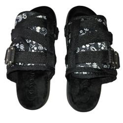 DRACO Slides Mens Shoes Size 5, 5.5, 6 Black Bandana Sandals NEW + Bag