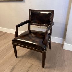 Vintage Paoli Chair Company Brown Lounge Chair w/ Brass Nailhead Design- Accent Chair- Office Chair