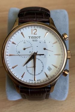 Watch - Tissot leather brown men's 42mm