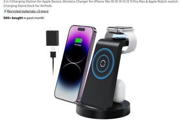 3 in 1 Charging Station for Apple Device, Wireless Charger for iPhone 16e 16 15 14 13 12 11 Pro Max & Apple Watch iwatch- Charging Stand Dock for AirP