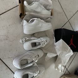3 Pairs Of White Af1 