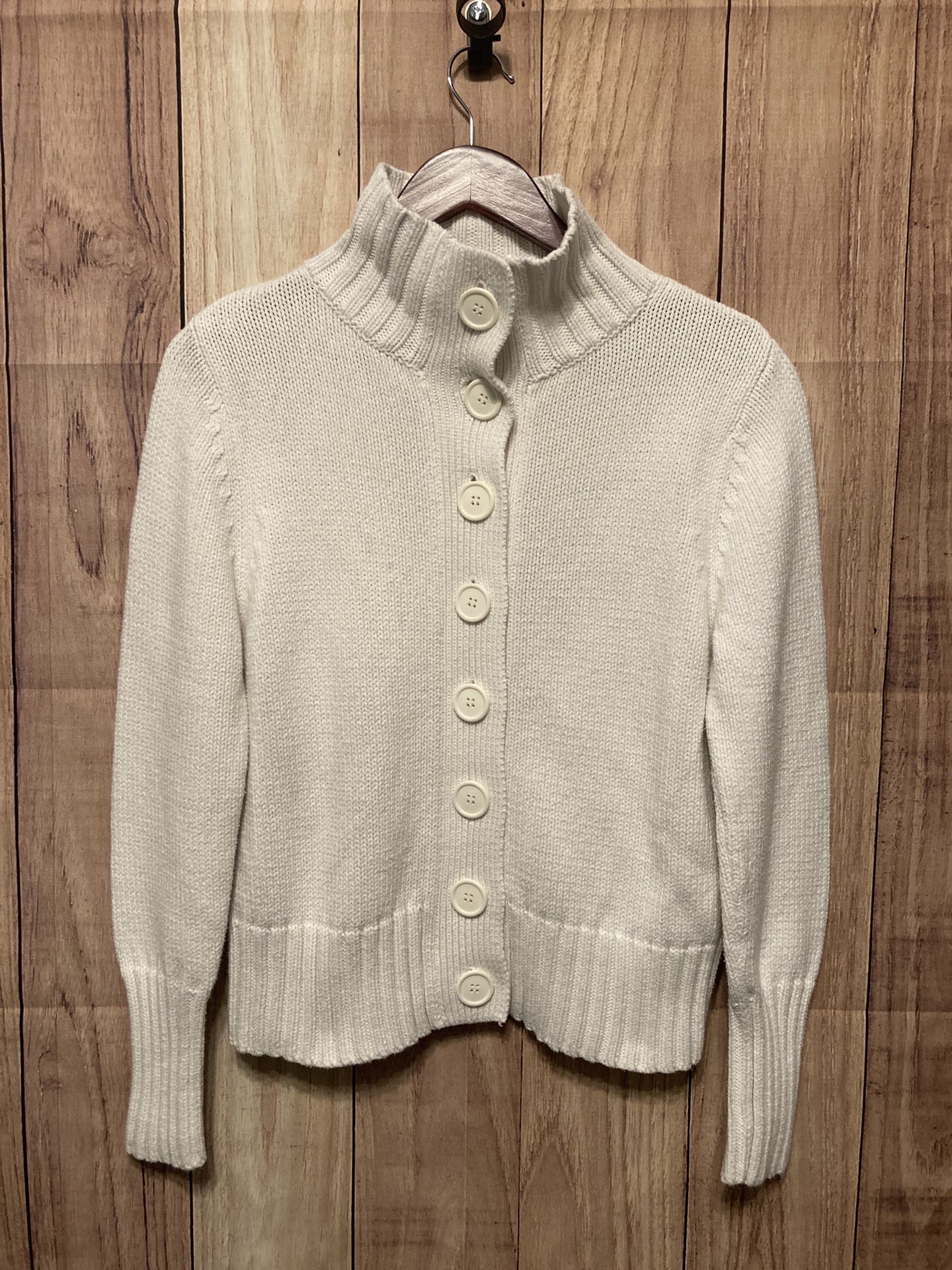 Marks & Spencer Medium white button sweater chunky cardigan