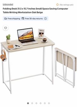 Folding Desk 31.5 x 15.7 Inches Small Space Saving Computer Table Writing Workstation Oak Beige