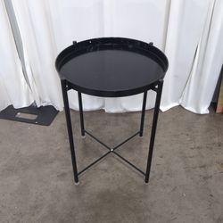 Black Metal Round Tray Top End Table