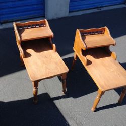 Vintage Hardwood End Tables