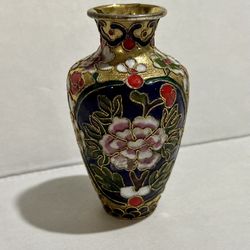 Vintage Chinese Cloisonné Floral Motif Vase